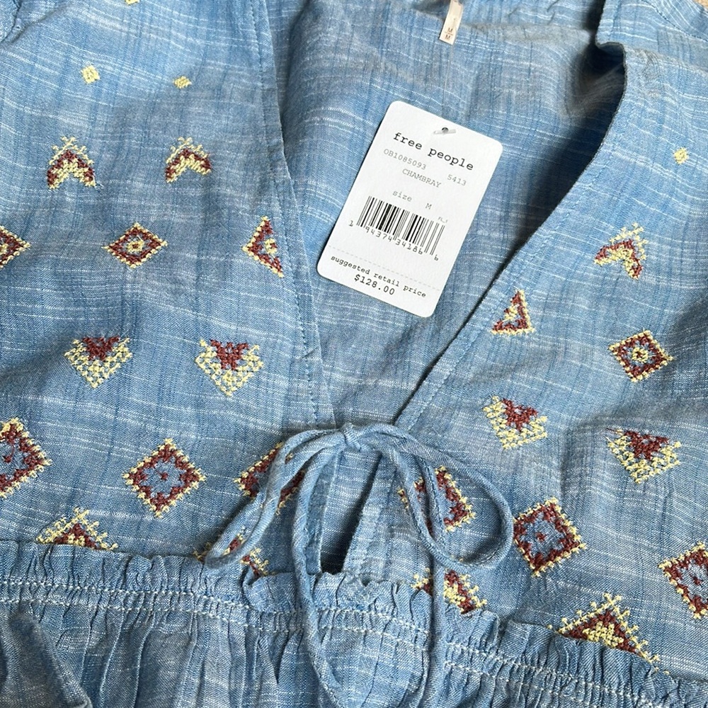 Free People Tallulah Embroidered Blouse MEDIUM - Picture 6 of 11